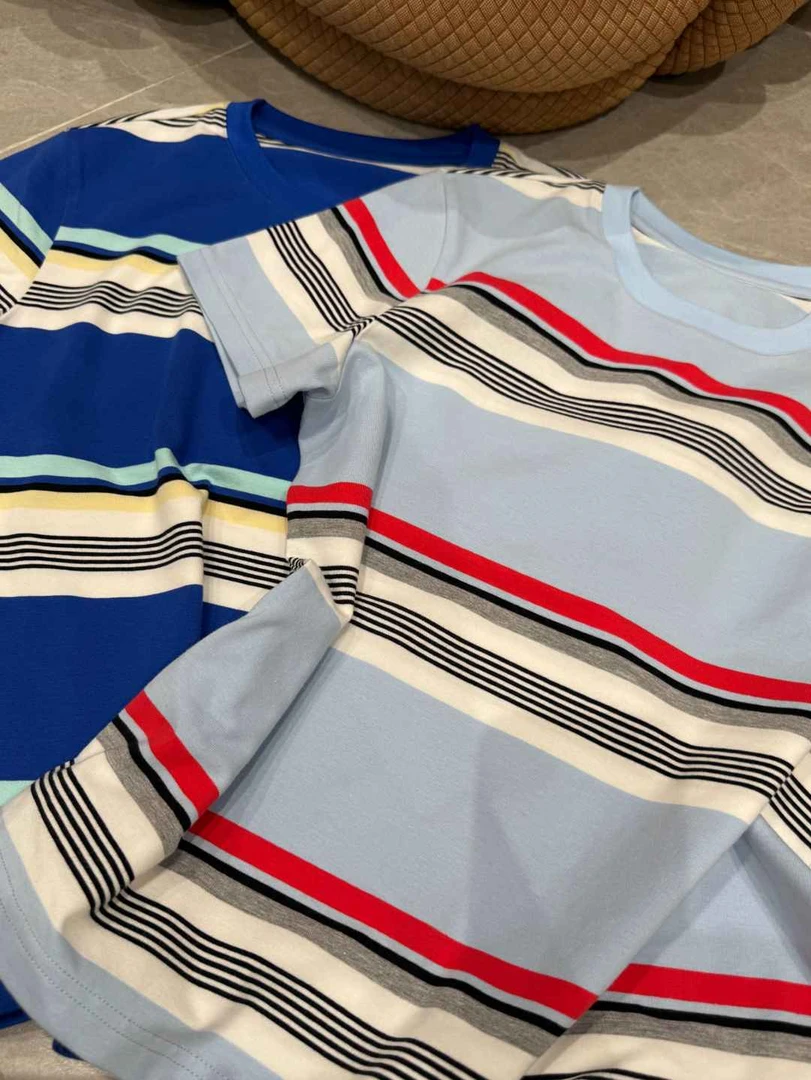 舟舟 【高饱和条纹t】T恤时尚休闲百搭圆领短袖