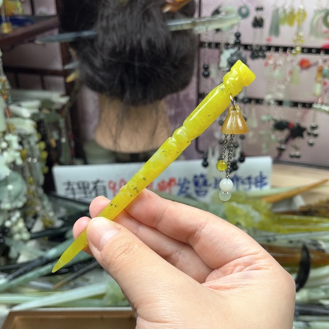 未镶嵌岫玉发饰长度14厘米左右