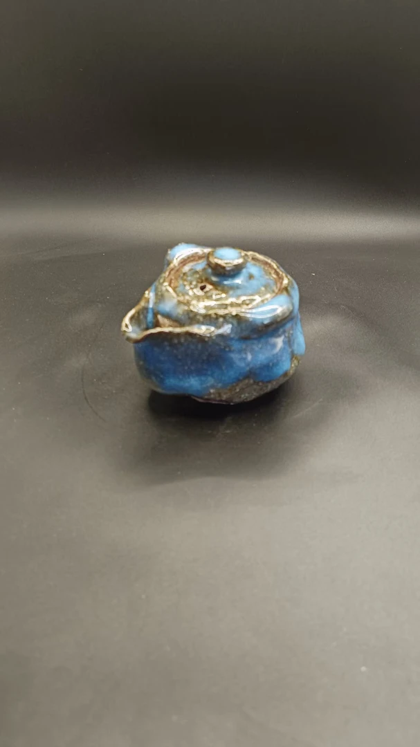 家用泡茶创意黑色主人杯茶道锤纹实用茶具陶瓷蓝色精美