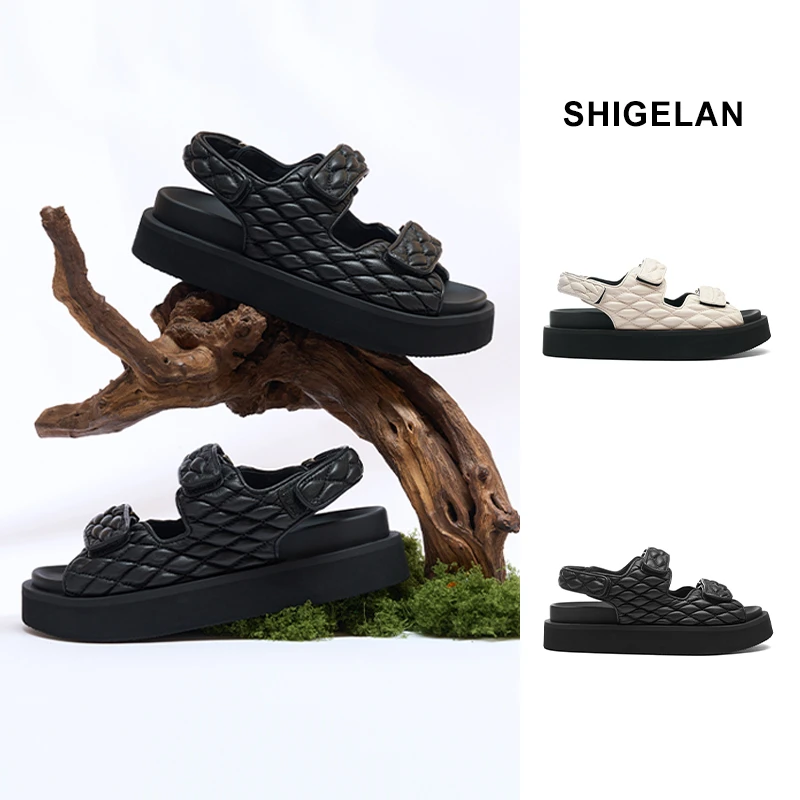 诗歌兰25款复古做旧大牌款时尚百搭增高一脚蹬沙滩凉鞋女7762-201