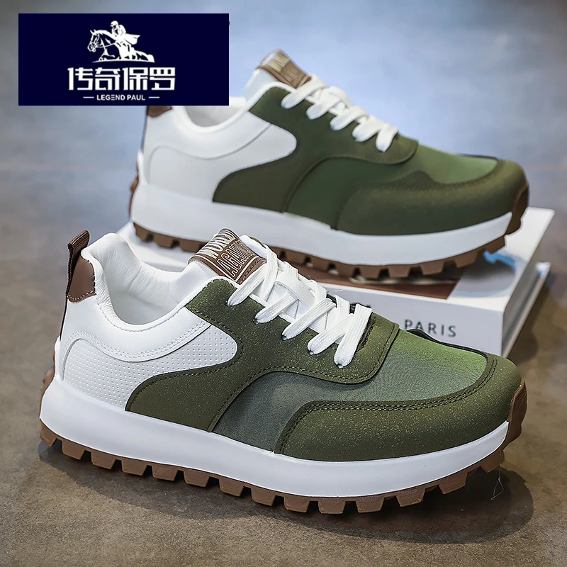 传奇保罗正版阿甘鞋2025冬季新款透气青春拼色老爹鞋复古休闲鞋