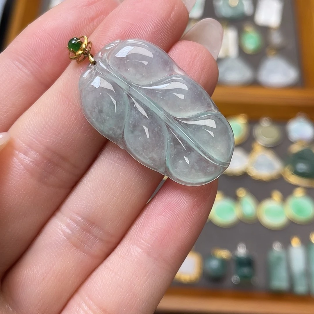 翡翠18K金镶嵌吊坠(不含链)独*