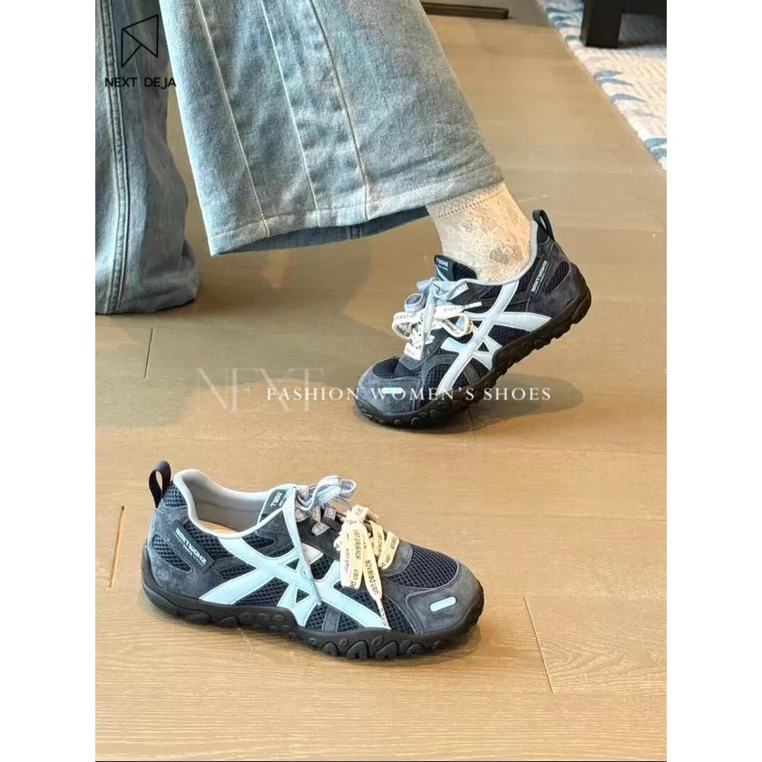 厚底登山运动鞋女2025秋季新款网面透气德训鞋防滑休闲阿甘鞋单鞋