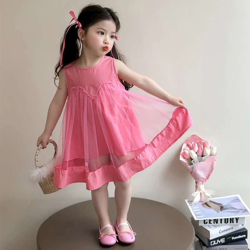 女童连衣裙2025夏季新款儿童洋气蝴蝶结背心裙女宝宝公主风裙子潮