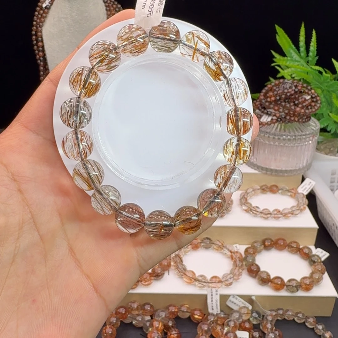 水晶未镶嵌手链黑金超七