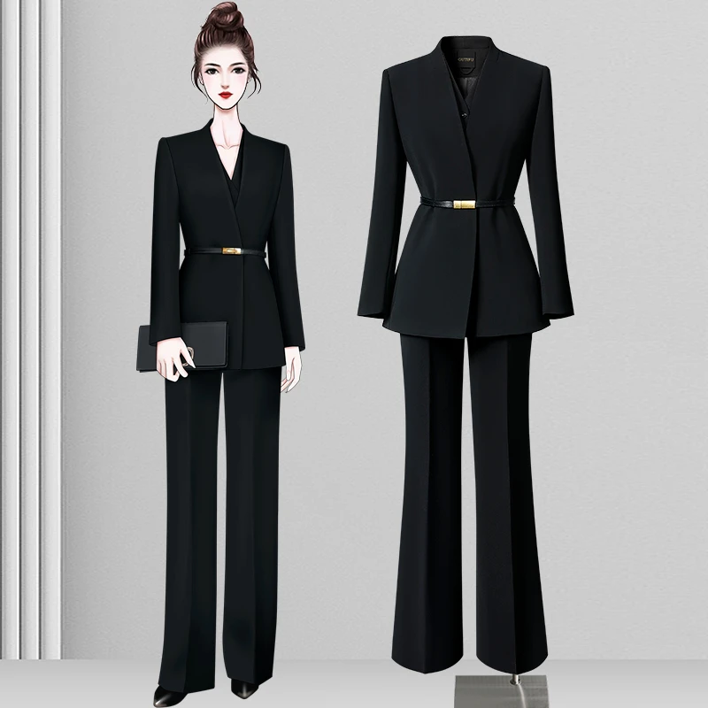 秋季休闲商务西装套装纯色休闲薄款通勤风职业面试女神范修身显瘦