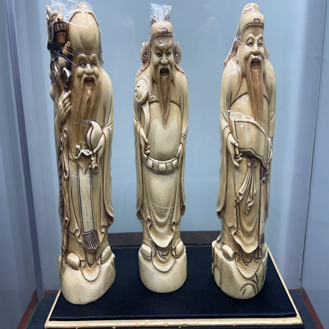 5A冰料雕刻件 老料旧藏精工福禄寿三星