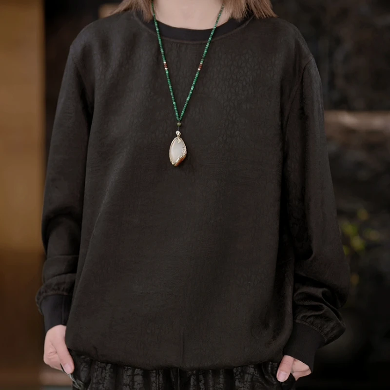 【再易】2025新款盘龙纹桑蚕丝香云纱男士休闲卫衣ZY0033S