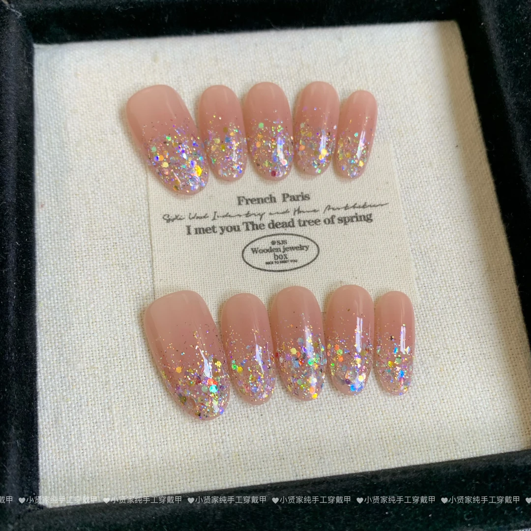 （现货）绚丽亮片纯手工穿戴甲2025爆款美甲高级B92