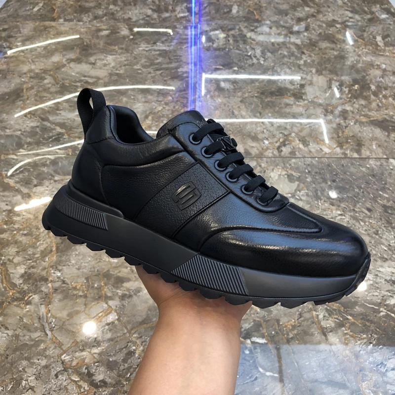 真皮男鞋秋冬季新款厚底头层牛皮商务休闲皮鞋男高档男士运动鞋男