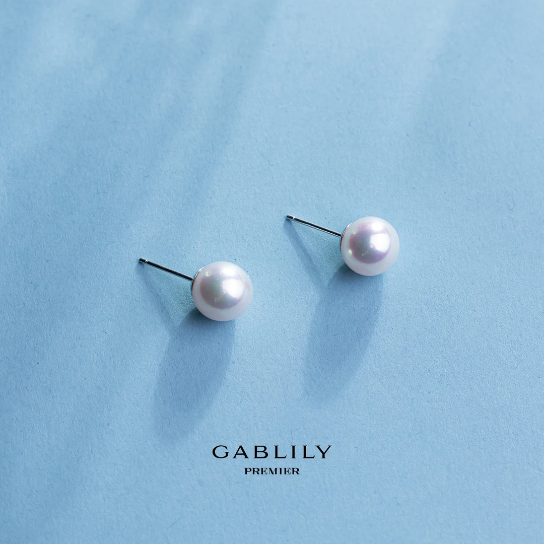 【校长专属】GABLILY PREMIER 淡水珍珠S925银耳饰9-10mm时尚百搭