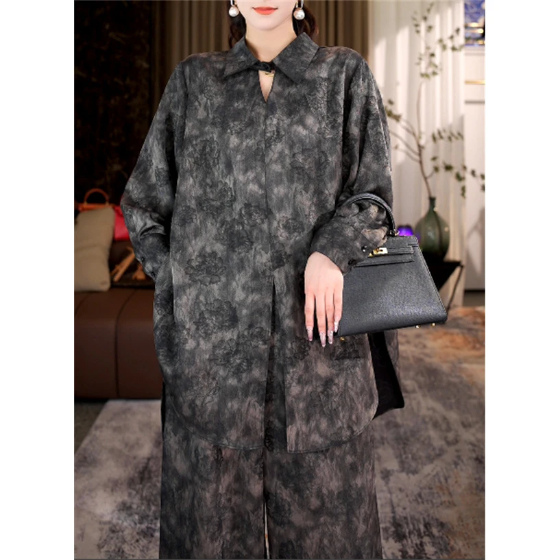 春款上新【出水芙蓉】时尚气质宽松上衣裤子显瘦大码套装-0686#