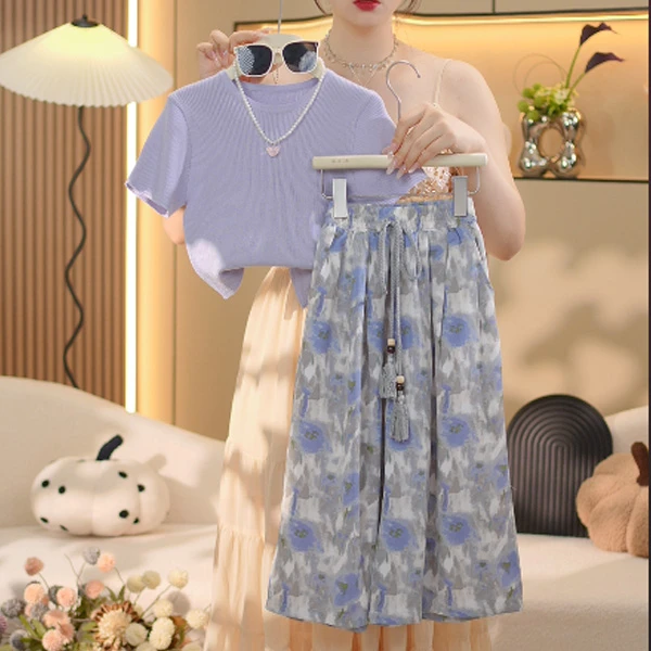 现货【一甜】女童洋气短袖薄款防蚊长裤夏季公主套装中大童2025新款