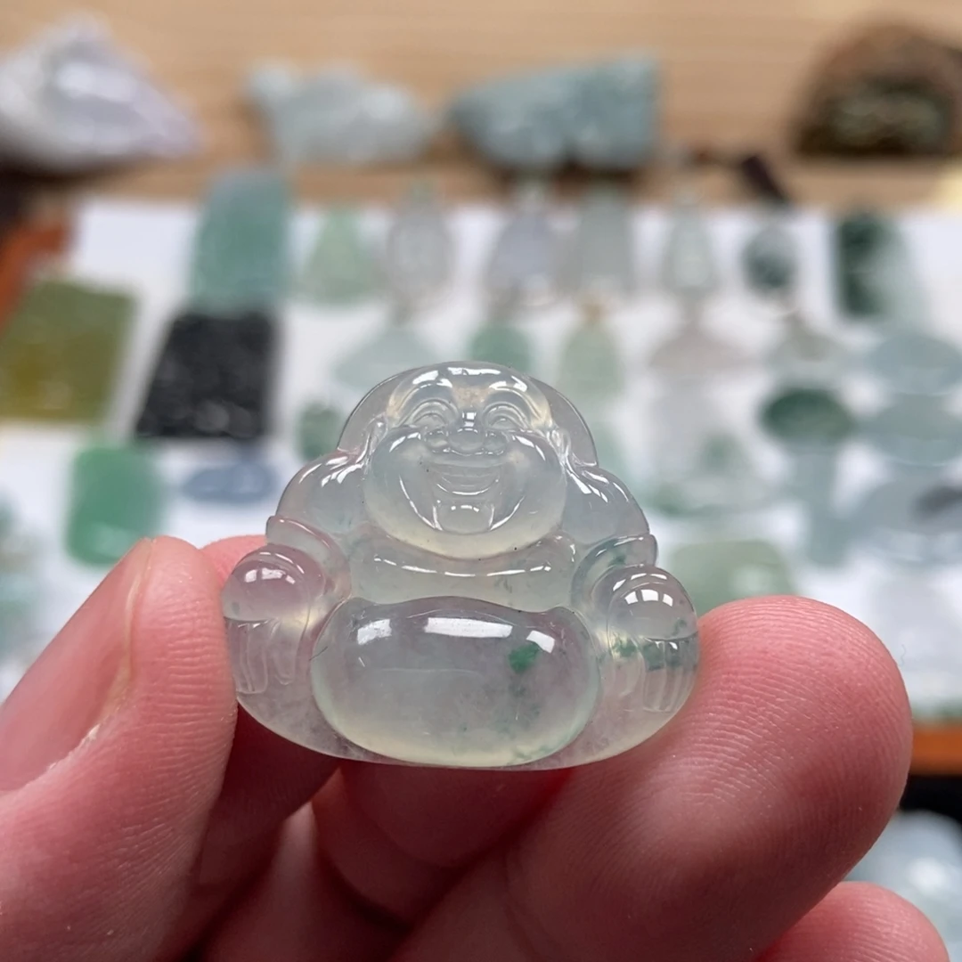 翡翠未镶嵌颈饰佛公 冰种  天然缅甸A货翡翠