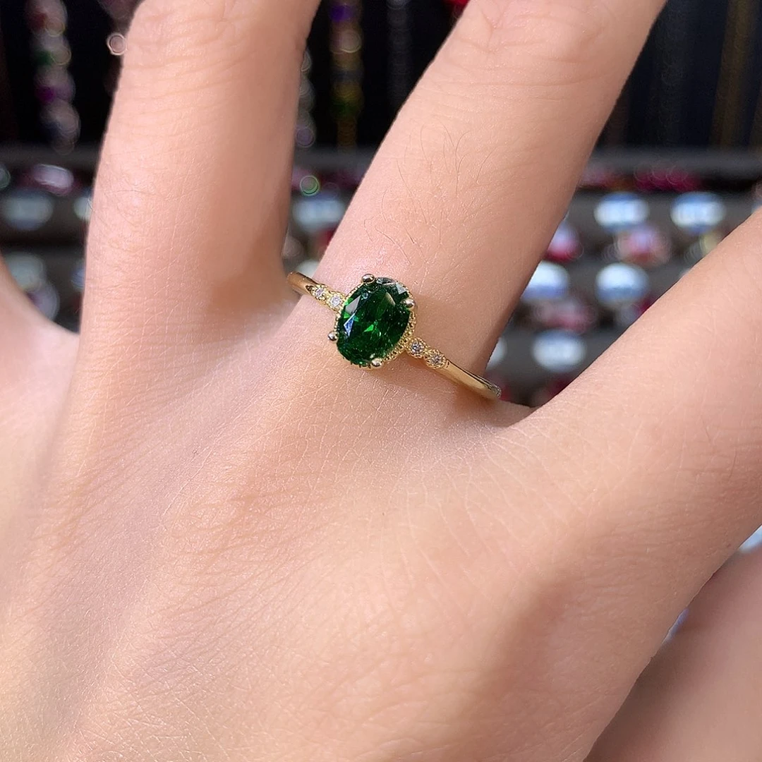 银S925镶嵌戒指碧玺金57