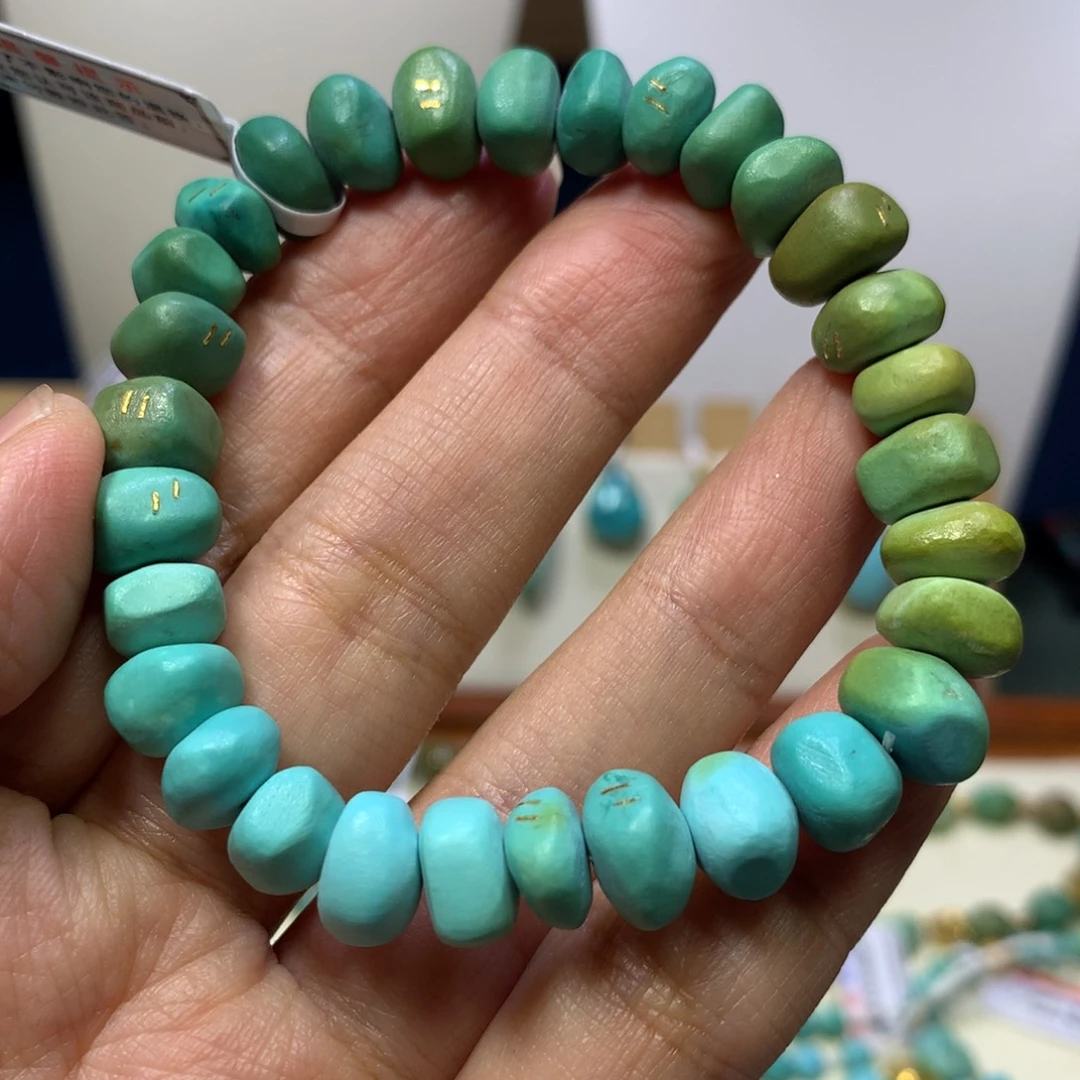 ****乔未镶嵌绿松石方糖单圈
