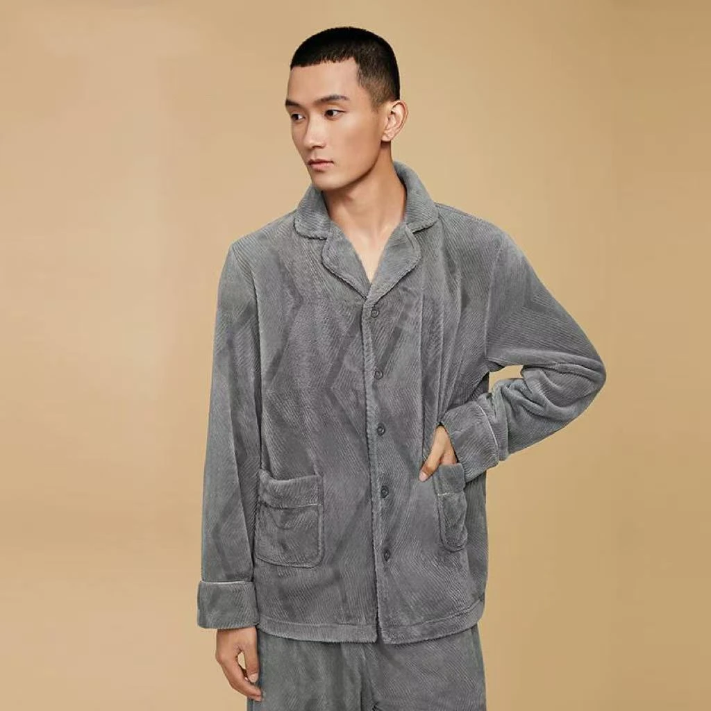法莱绒男士冬款睡衣/两件套居家服/保暖舒适加绒加厚