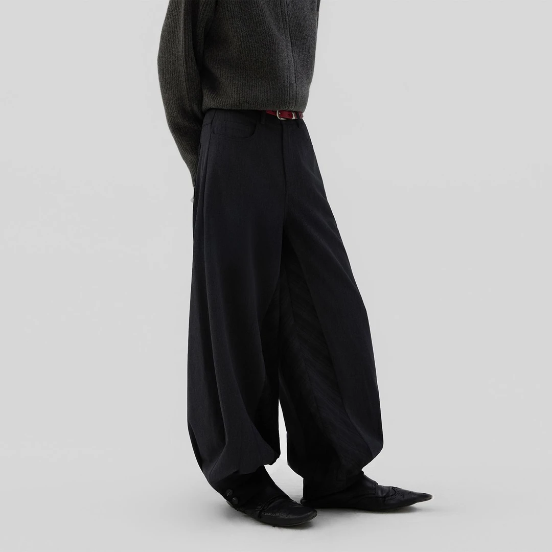 SAMEUOO散养文化「彗星」三种面料拼接西裤冬季灯笼裤休闲萝卜裤