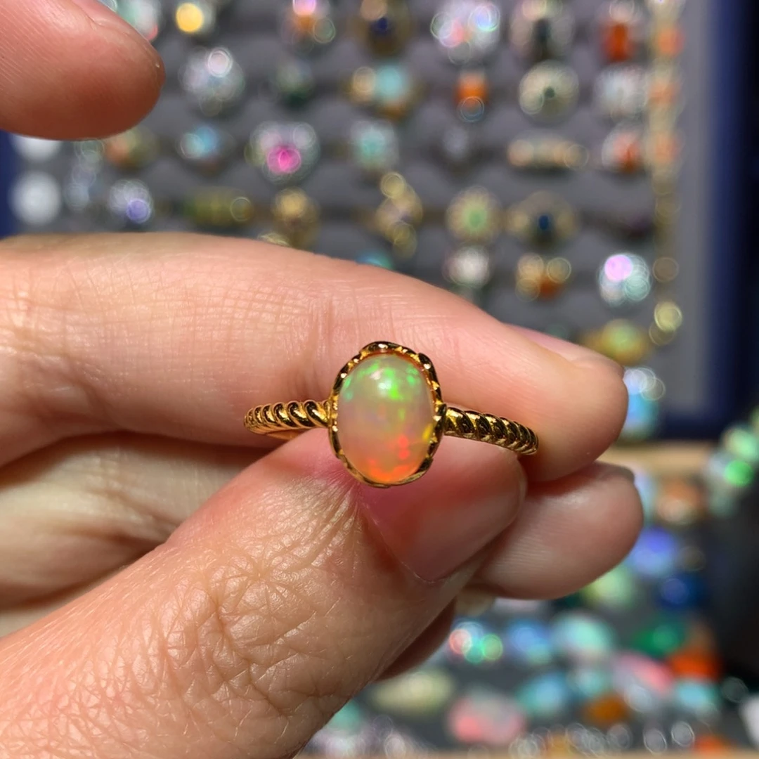 欧泊戒指款式银S925镶嵌九****）