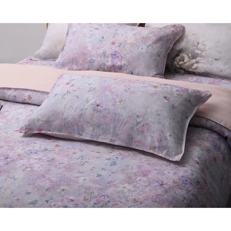 RS205  汉麻（48*74cm/对）花海粉色活性印花枕卧室可拆卸枕套