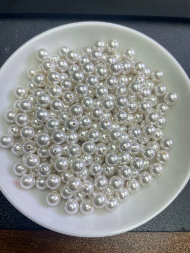 天然珠宝玉石 白贝珠散珠Y199 8MM 30颗（赠弹力绳）