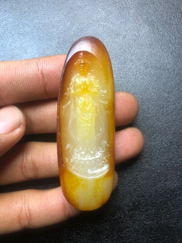 天然和田玉站观音