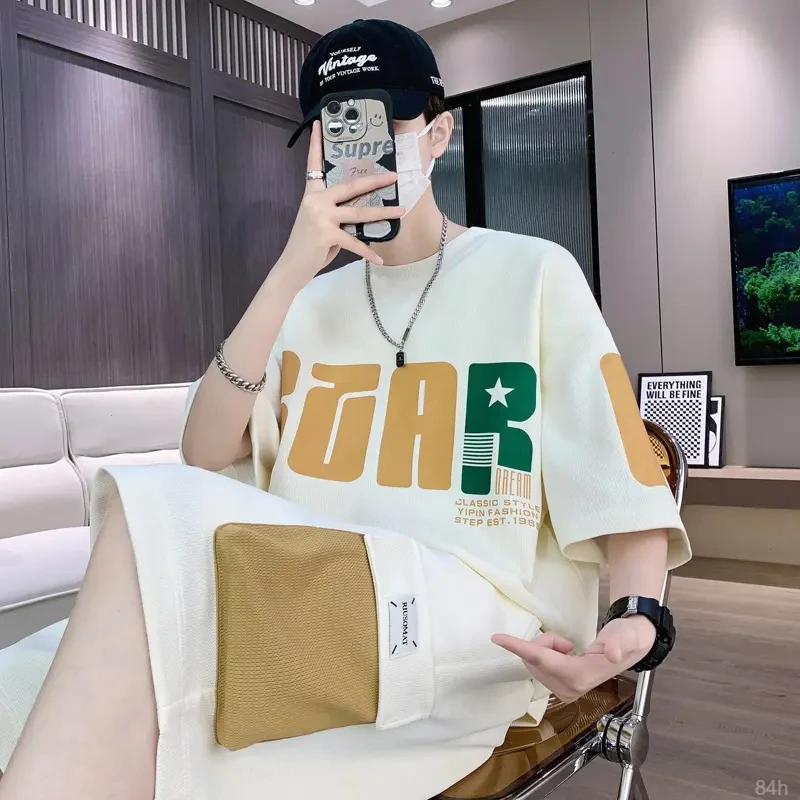 夏季冰丝背心男士短裤套装速干宽松大码t恤运动篮球裤两件套短袖