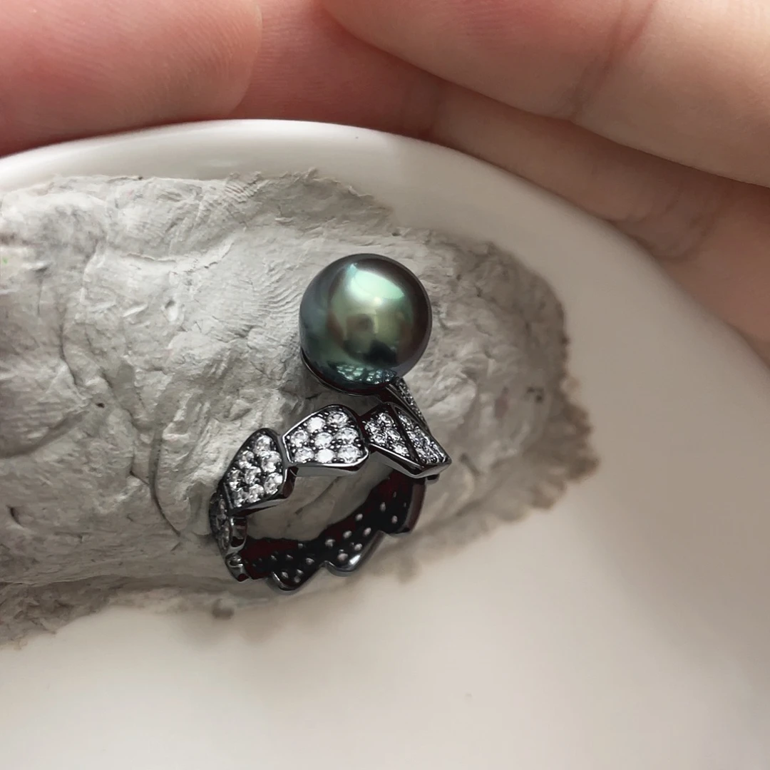 海水珍珠戒指银S925镶嵌