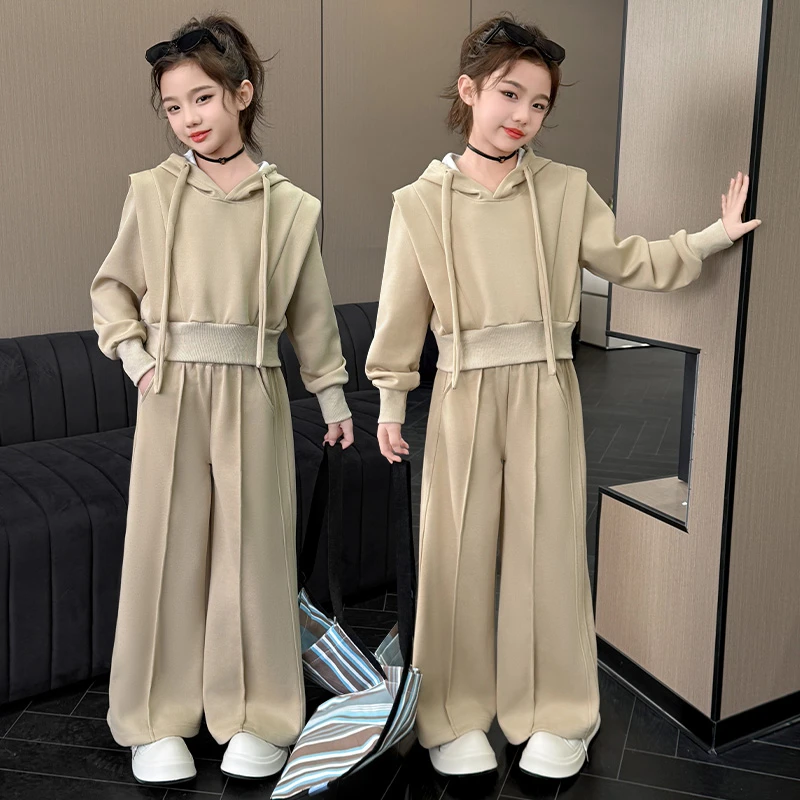 女童春季套装休闲运动法式卫衣卫裤中大童学生春秋款两件套3-15岁