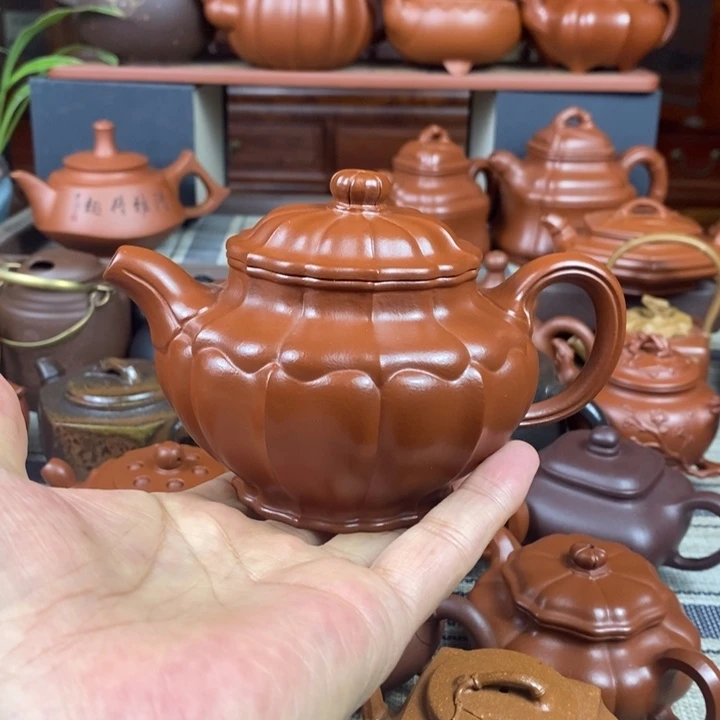 茶壶紫砂筋纹掇只300cc原矿赵庄朱泥特价