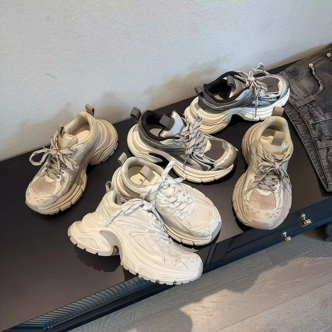 【欧货】脸谱 2024春秋百搭拼色运动老爹鞋厚底休闲鞋跟高6CM D5-21