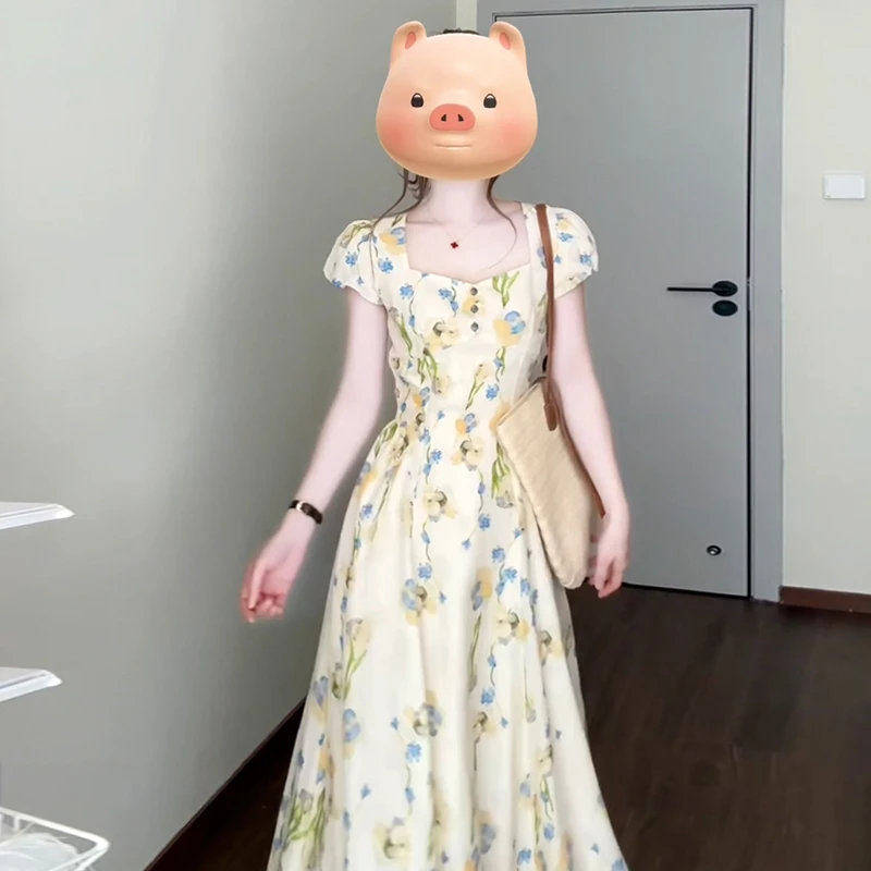 2836法式碎花连衣裙子女装夏季2025新款今年流行爆款海边度假长裙