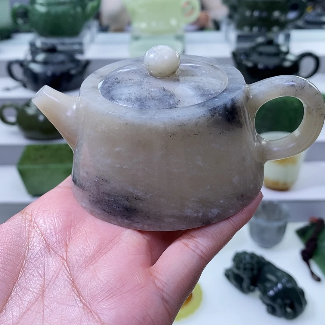 和田玉未镶嵌挂件茶壶