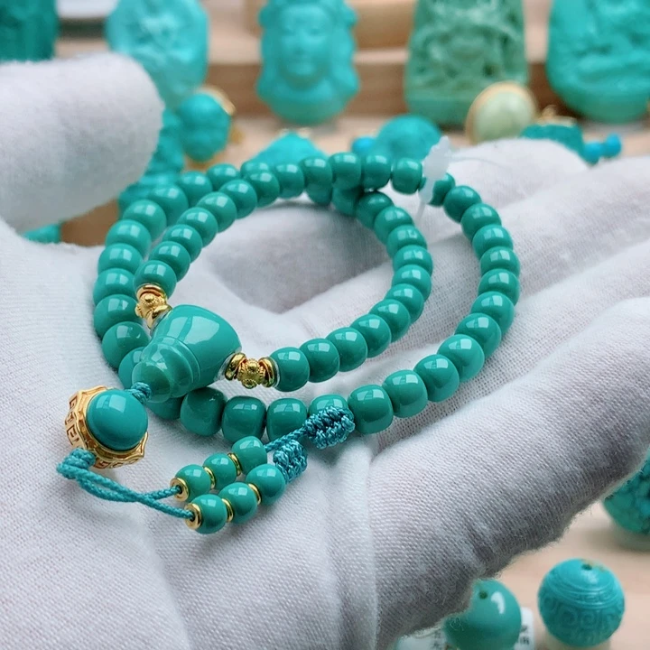 绿松石18K金镶嵌手持