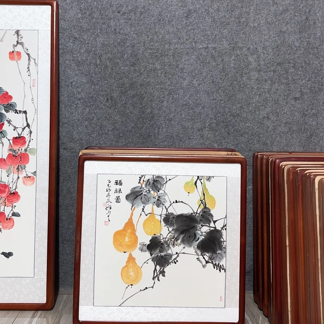 国画书画作品带框63×63