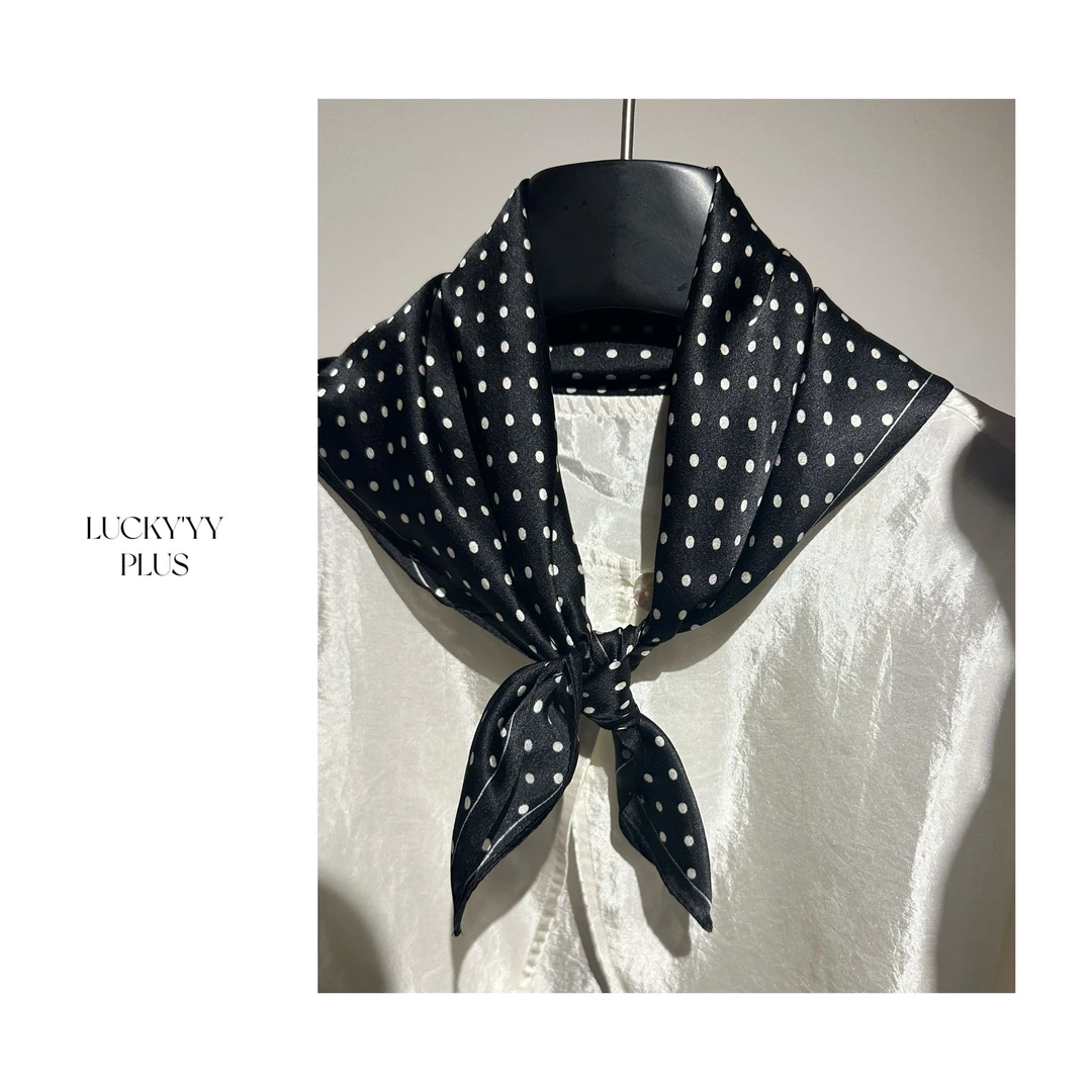 LUCKYYY  高品定制满分桑蚕丝波点方巾 J117