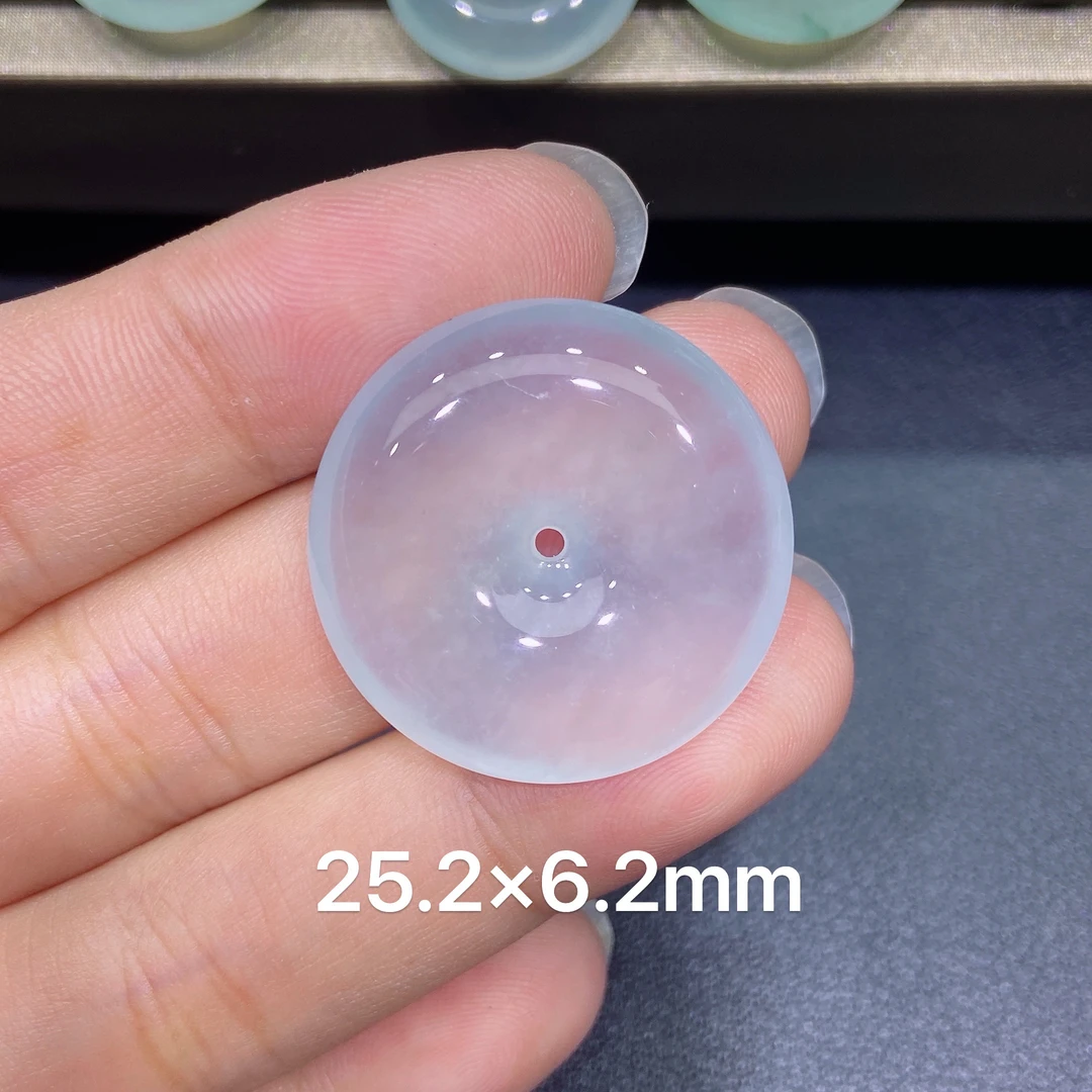 缅甸天然A货翡翠 老坑冰种白冰厚装平安扣吊坠 玉质细腻 k004