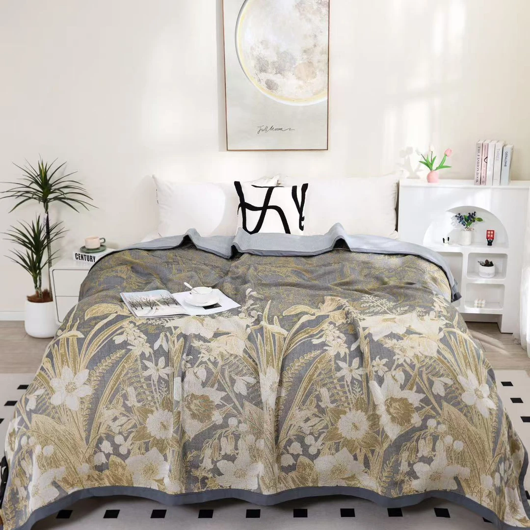 灰色洛林--230*250多层加厚纱布床盖