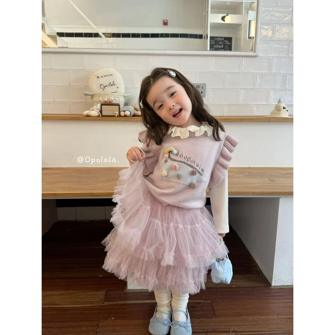 【不白来战甲】opolala·25秋~女童小恐龙毛衣马甲背心Q188063（汉服）