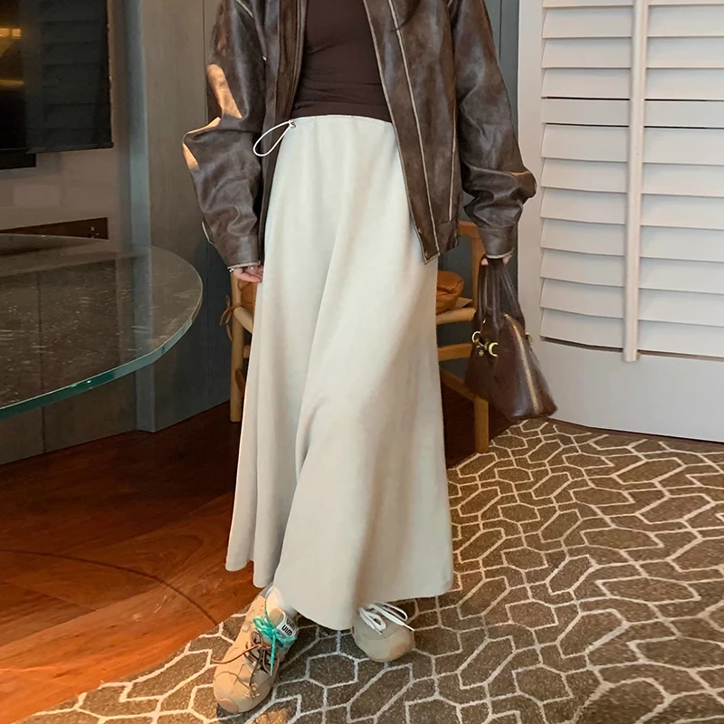 【秋冬穿搭】无托腹孕妇半身裙猪鼻扣调节加绒加厚羊绒垂感A字长裙