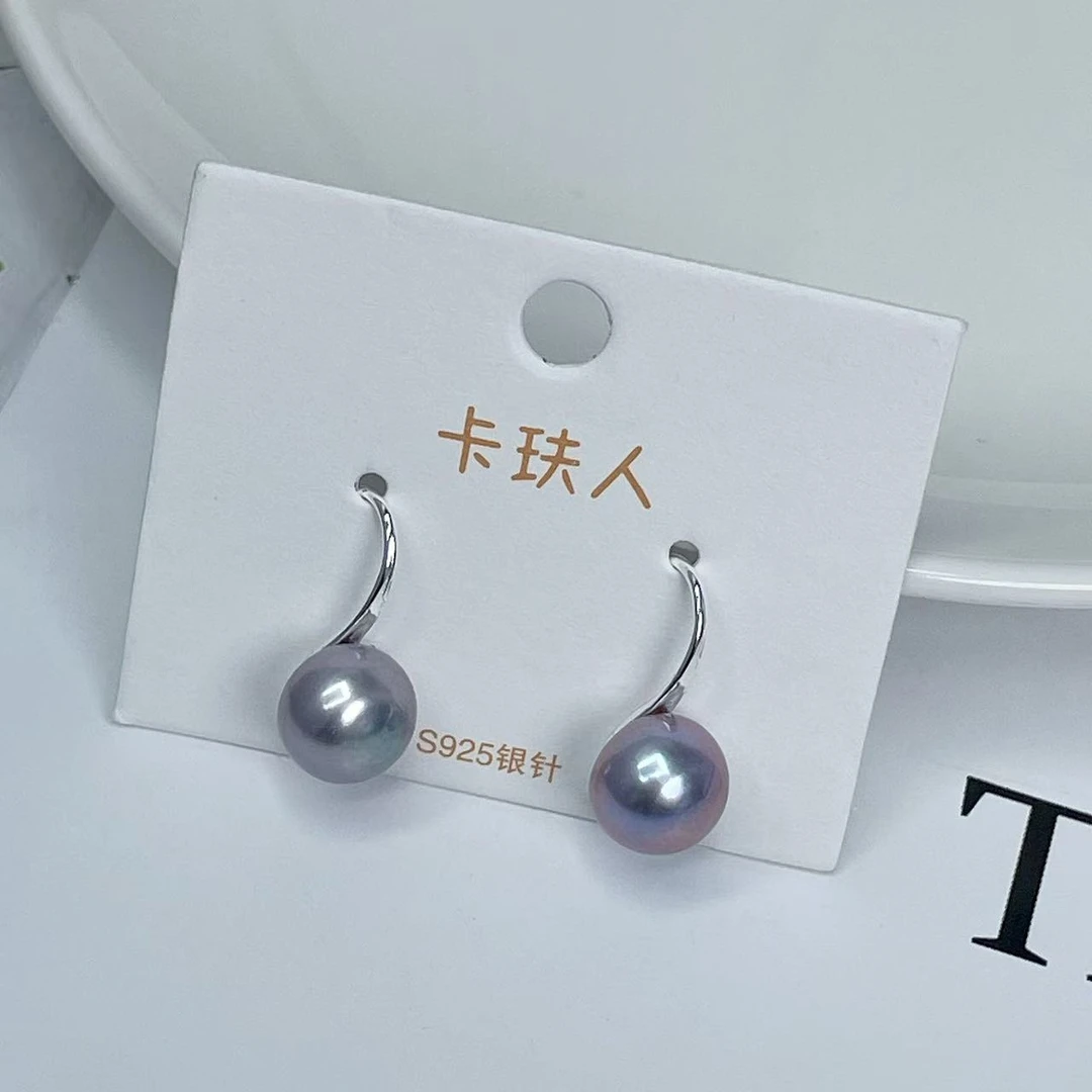 610#紫馒头珍珠高跟鞋耳钩