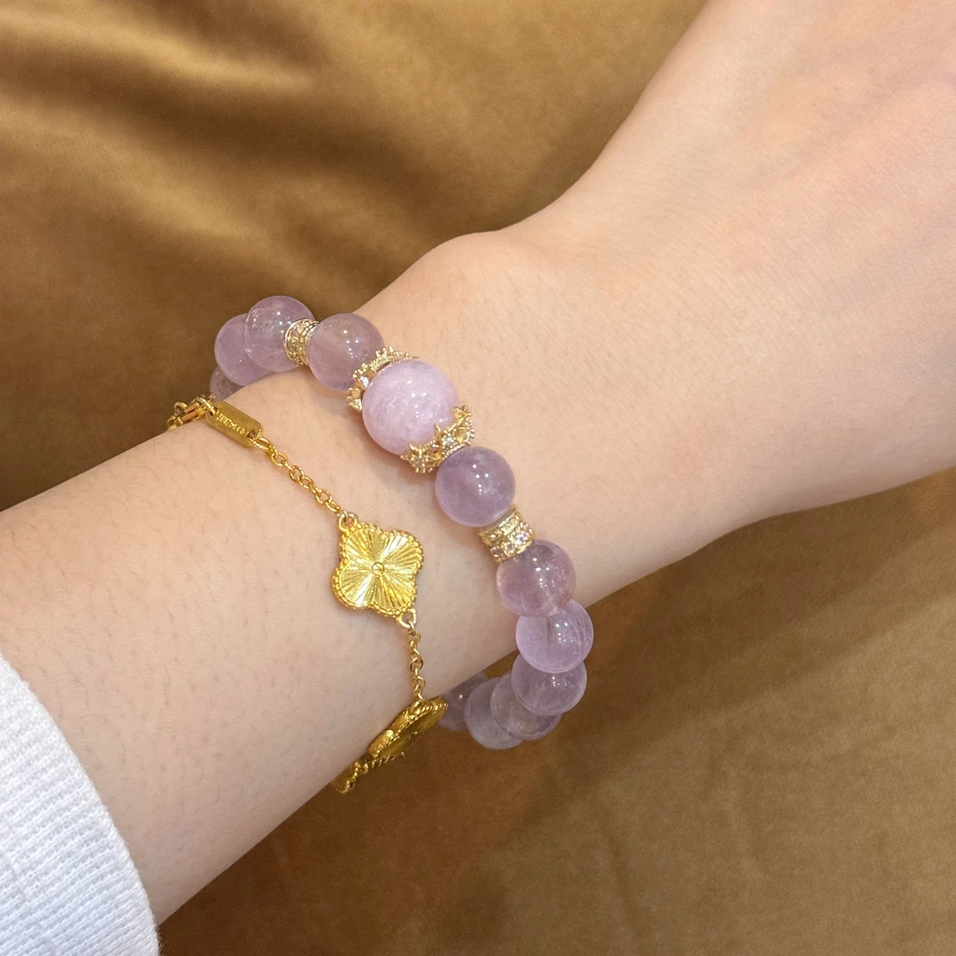 【自律即自由】9.5m薰衣草紫+紫锂灰手串原创天然水晶珠宝Y118