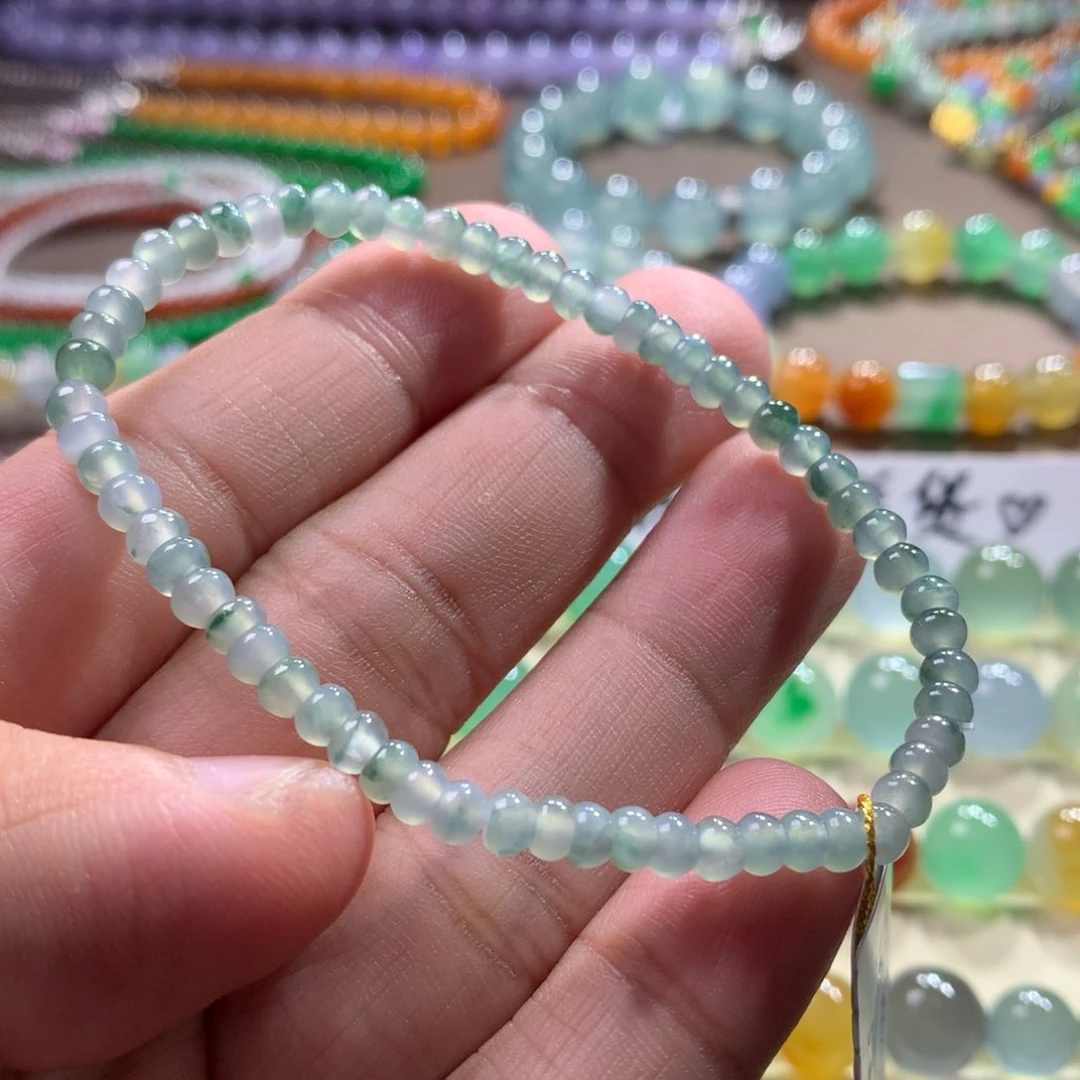 未镶嵌手链翡翠开播福利价！卡4冰飘花算盘手链