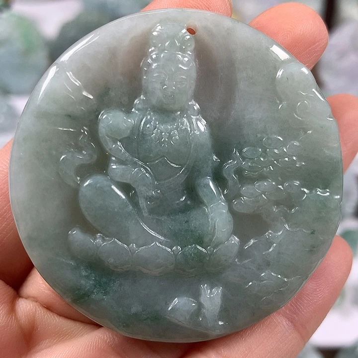 翡翠未镶嵌颈饰山水观音福利