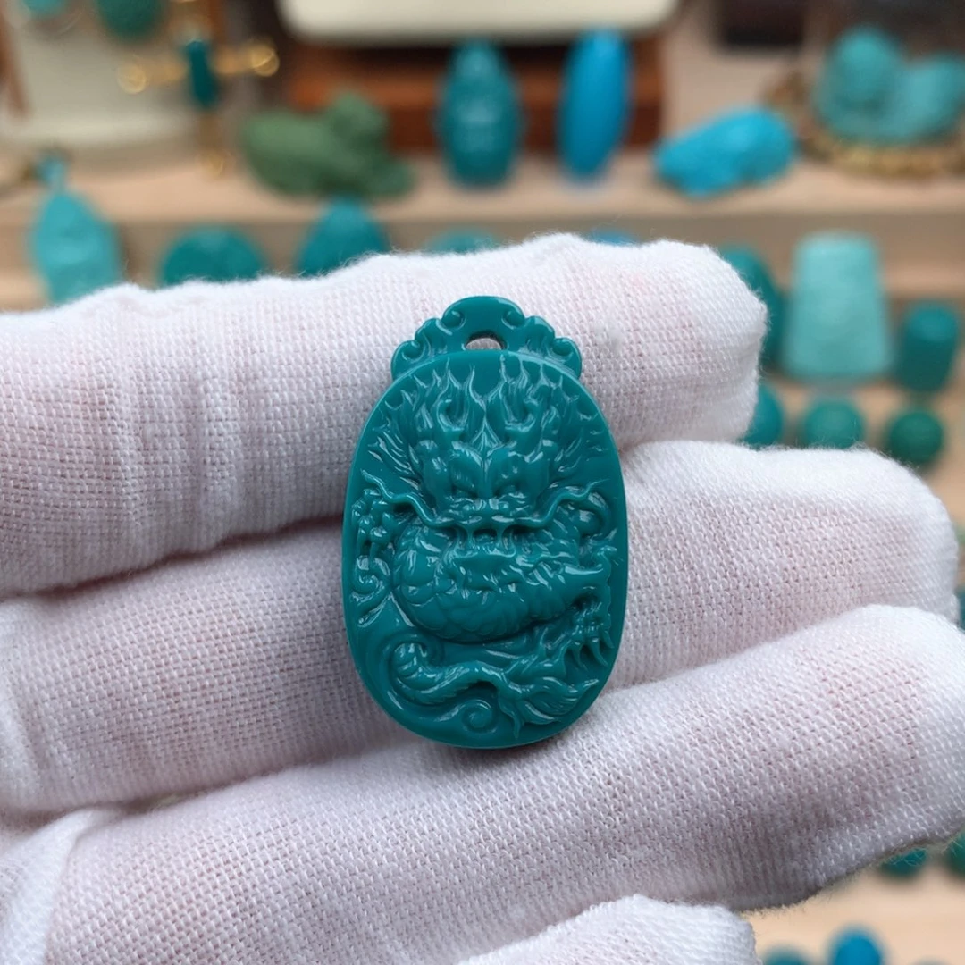 绿松石未镶嵌龙凤牌