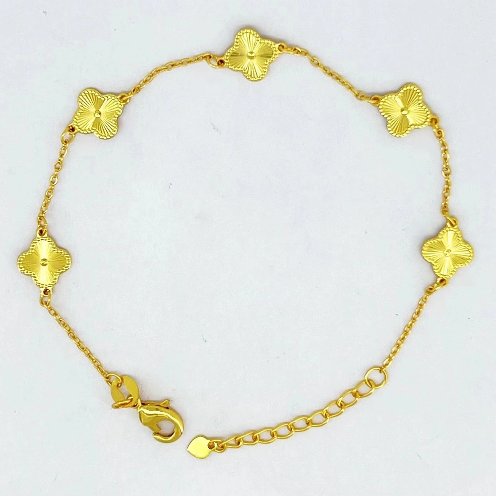 Y-6097  时尚薄款镭射四叶草五花手链 + 专柜礼盒