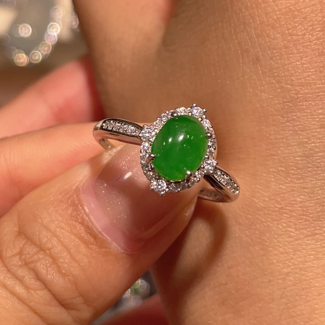 银S925镶嵌戒指翡翠戒指