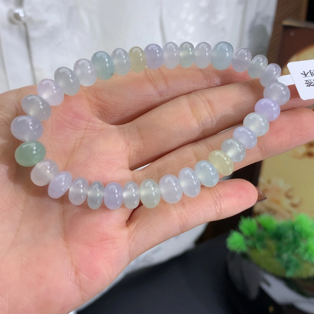 未镶嵌手串翡翠卡7.7-9冰胶马卡龙鼓珠手串