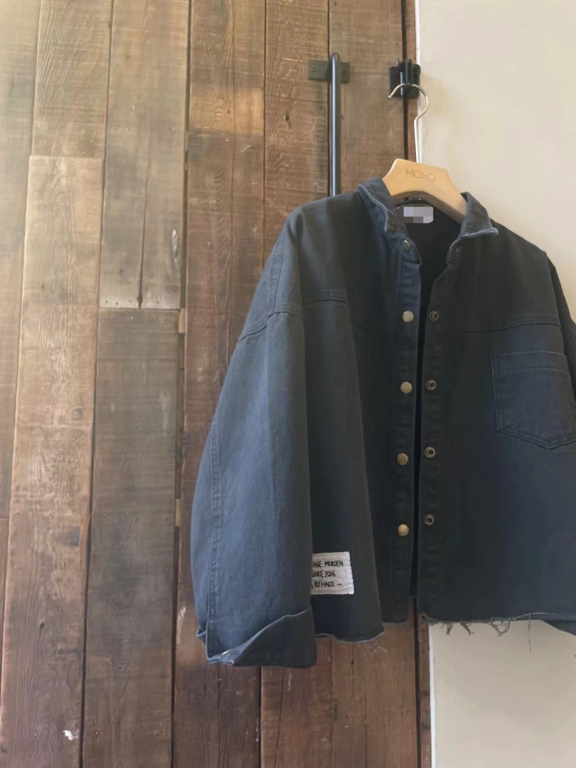 韩国正品不支持退换/哈/按扣牛仔外套/0209