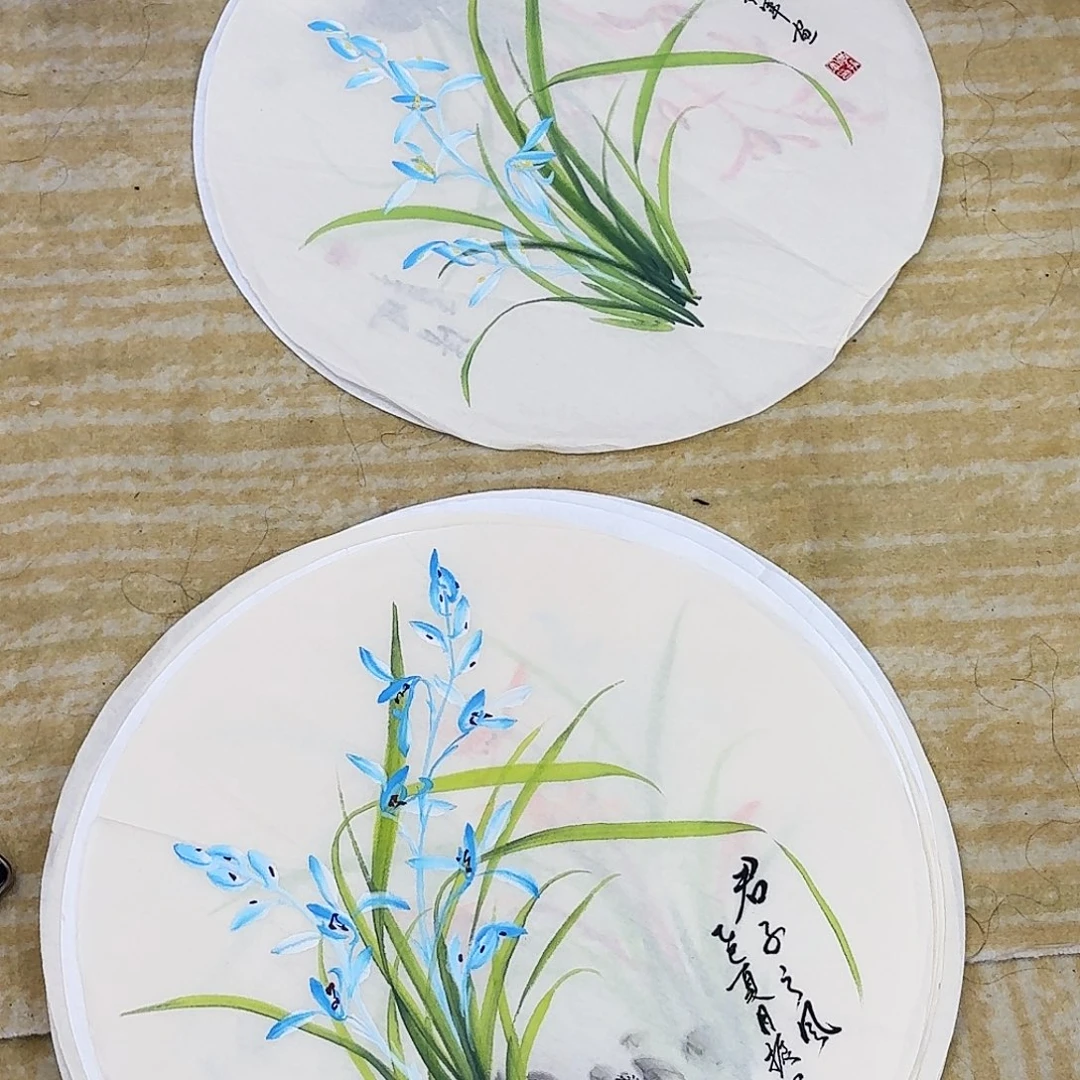 国画两张扇面手绘作品